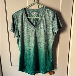 Energy Zone Gray and Green Fitted Short Sleeve T-Shirt